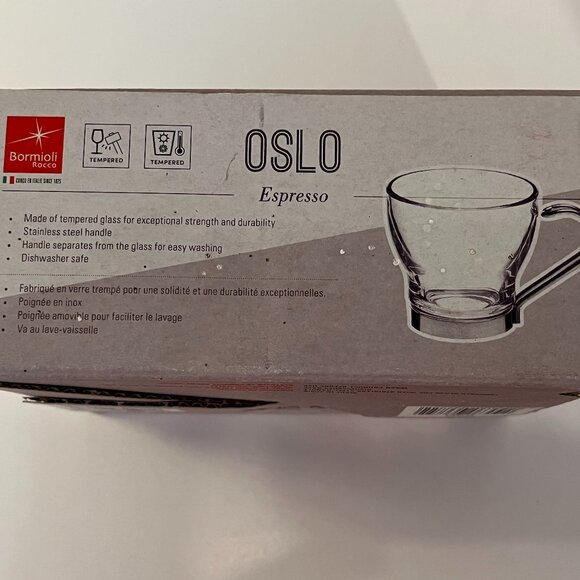 Bormioli Rocco Italy Set of Four OSLO 3.5 Ounce Glass Espresso Cups New in Box - Picture 4 of 7